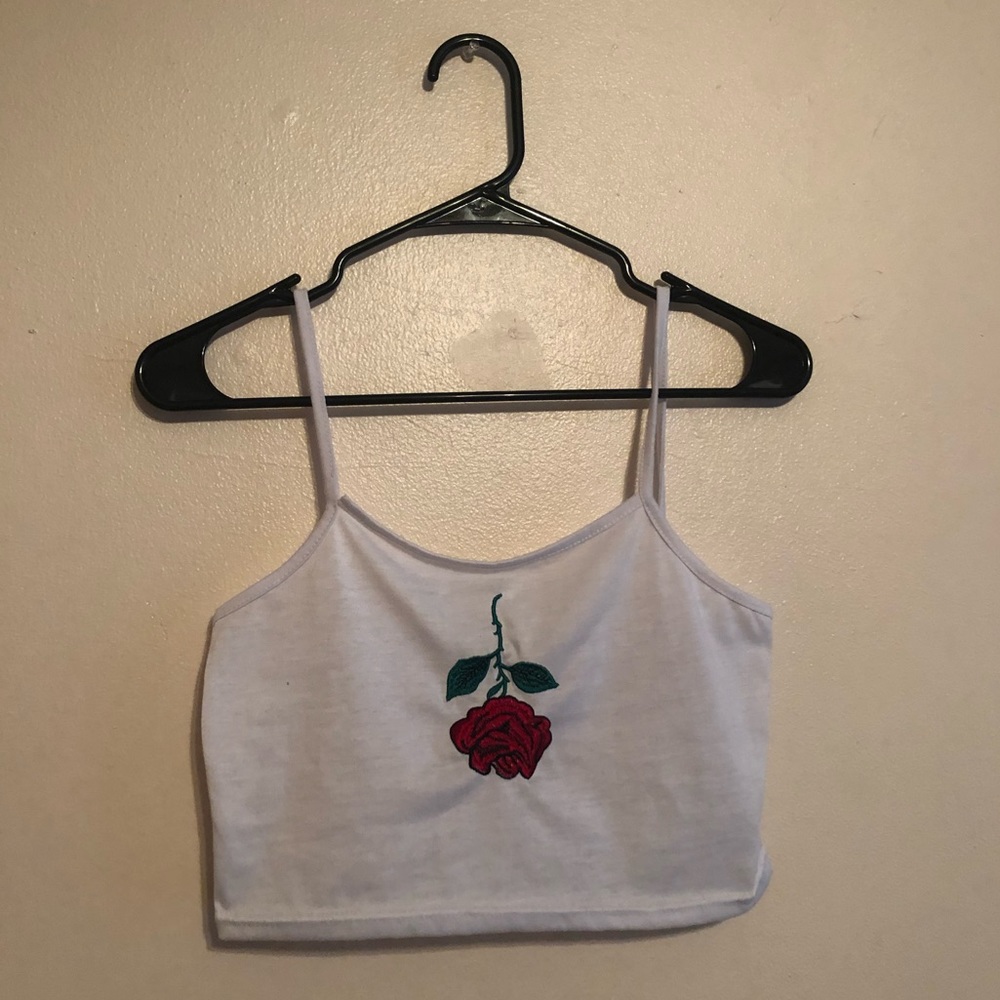 Rose White Crop Top